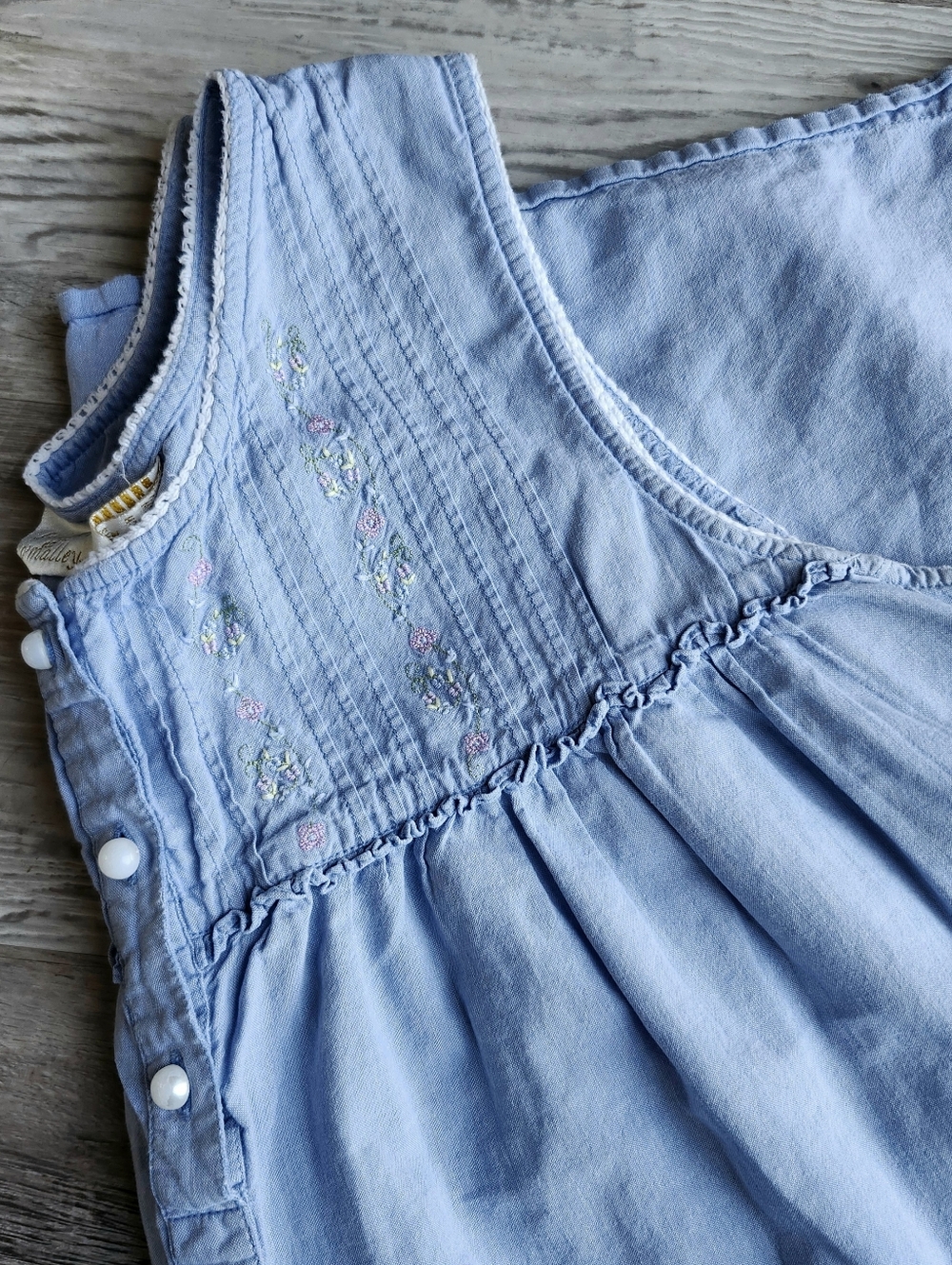 Gilligan O'Malley Blue Cotton Embroidered Nightgown Dress L Cottage - Picture 3 of 6